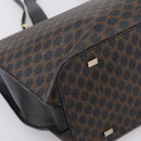 CELINE Macadam Hand Bag PVC Leather 2way Black Gold Tone Auth 205852-17