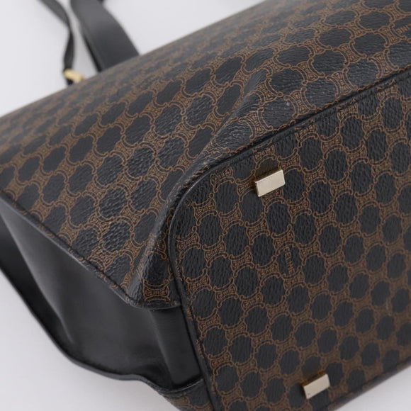 CELINE Macadam Hand Bag PVC Leather 2way Black Gold Tone Auth 205852