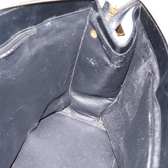 CELINE Macadam Hand Bag PVC Leather 2way Black Gold Tone Auth 205852
