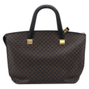 CELINE Macadam Hand Bag PVC Leather 2way Black Gold Tone Auth 205852-2