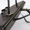 CELINE Macadam Hand Bag PVC Leather 2way Black Gold Tone Auth 205852-6