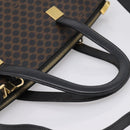 CELINE Macadam Hand Bag PVC Leather 2way Black Gold Tone Auth 205852-7