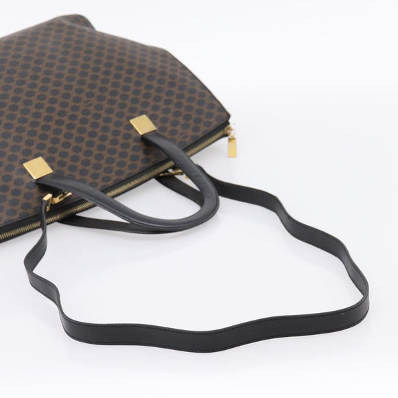 CELINE Macadam Hand Bag PVC Leather 2way Black Gold Tone Auth 205852