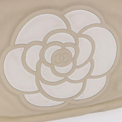 CHANEL Camelia Tote Bag Leather Beige Gold Tone CC Auth 205854 - 0
