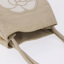 CHANEL Camelia Tote Bag Leather Beige Gold Tone CC Auth 205854-14