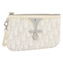 Christian Dior Romantic Accessory Pouch PVC Leather White Silver Auth 205858V-1