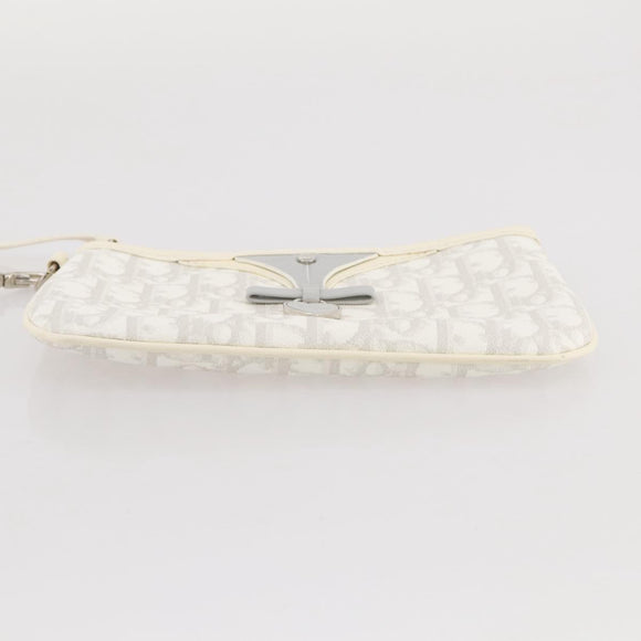Christian Dior Romantic Accessory Pouch PVC Leather White Silver Auth 205858V