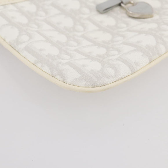 Christian Dior Romantic Accessory Pouch PVC Leather White Silver Auth 205858V