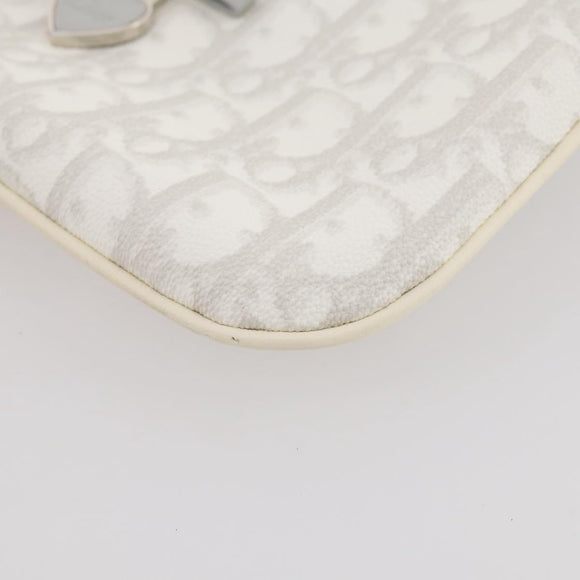 Christian Dior Romantic Accessory Pouch PVC Leather White Silver Auth 205858V