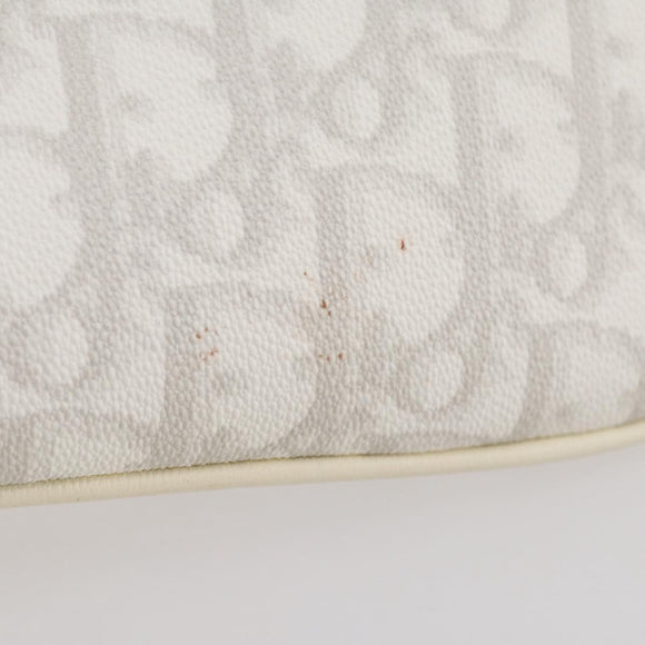 Christian Dior Romantic Accessory Pouch PVC Leather White Silver Auth 205858V