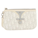 Christian Dior Romantic Accessory Pouch PVC Leather White Silver Auth 205858V-13
