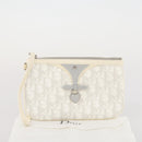 Christian Dior Romantic Accessory Pouch PVC Leather White Silver Auth 205858V-12