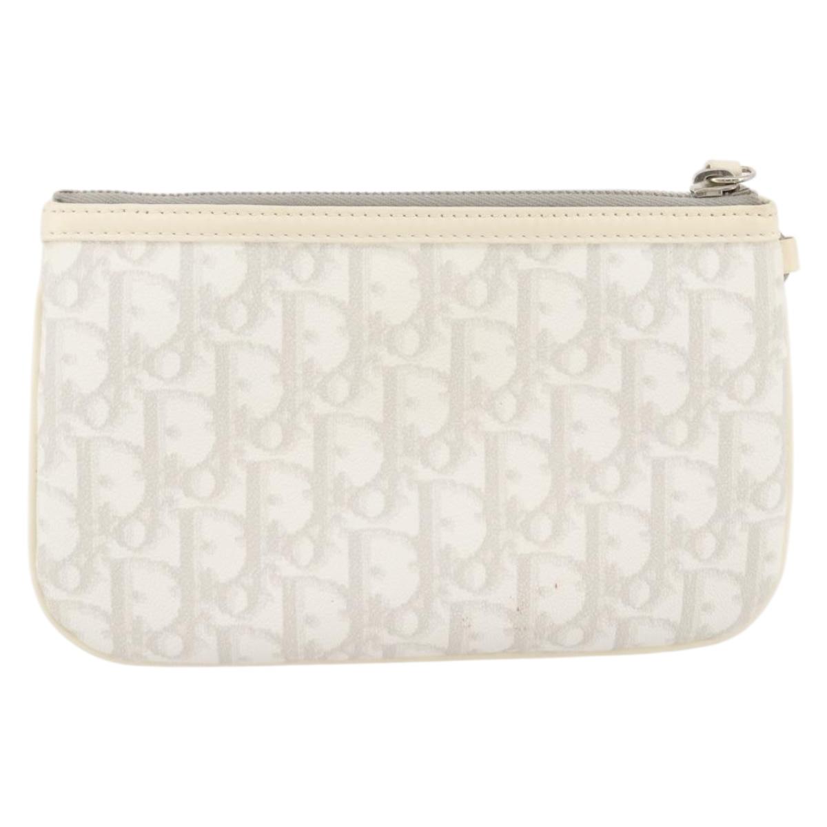 Christian Dior Romantic Accessory Pouch PVC Leather White Silver