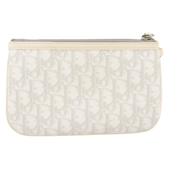 Christian Dior Romantic Accessory Pouch PVC Leather White Silver Auth 205858V
