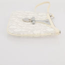 Christian Dior Romantic Accessory Pouch PVC Leather White Silver Auth 205858V-3
