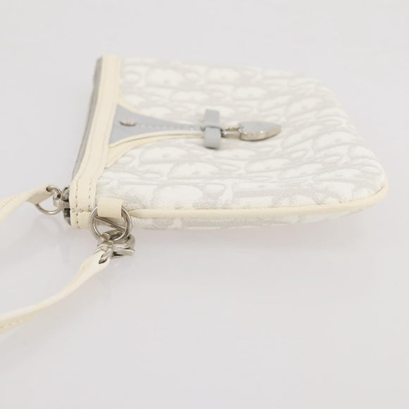 Christian Dior Romantic Accessory Pouch PVC Leather White Silver Auth 205858V