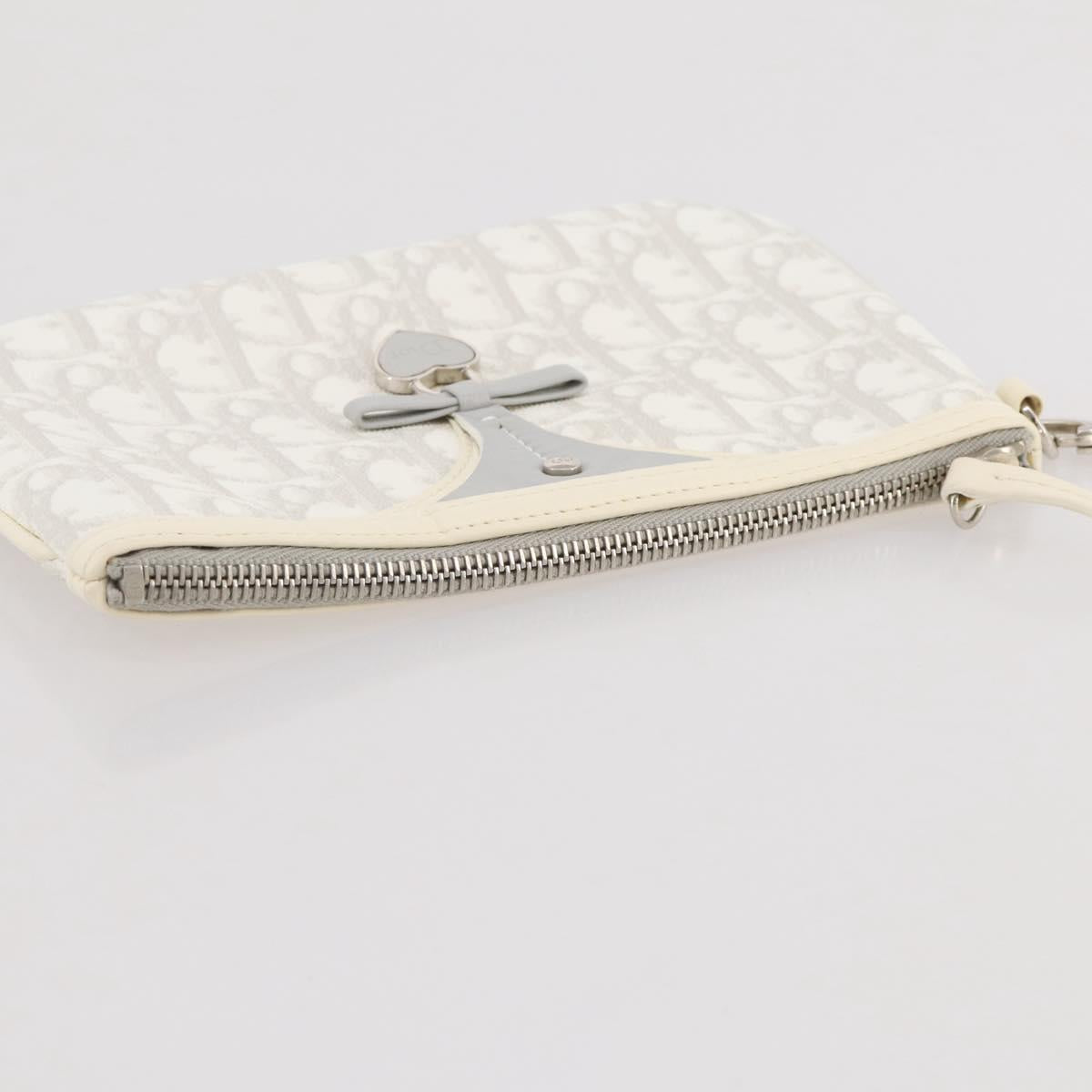Christian Dior Romantic Accessory Pouch PVC Leather White Silver