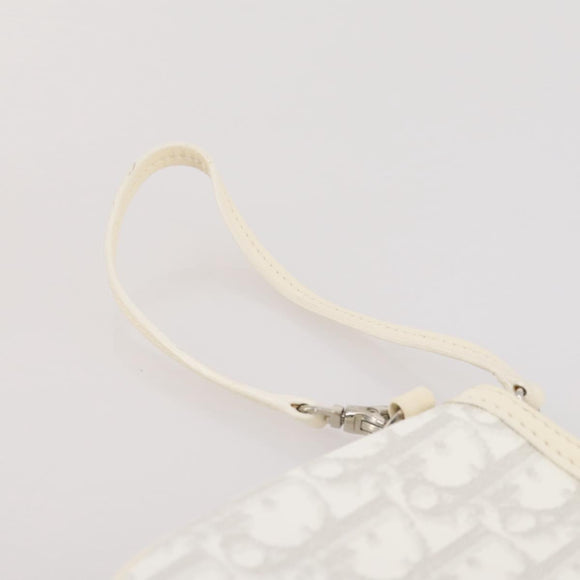 Christian Dior Romantic Accessory Pouch PVC Leather White Silver Auth 205858V