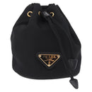 PRADA Pouch Nylon Black Gold Auth 205862M-2