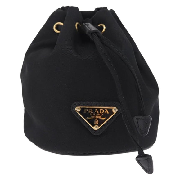PRADA Pouch Nylon Black Gold Auth 205862M