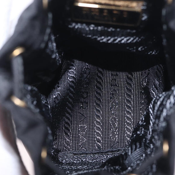 PRADA Pouch Nylon Black Gold Auth 205862M