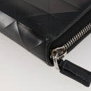PRADA Long Wallet Leather Black Silver Auth 205863A-17