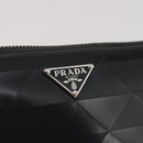 PRADA Long Wallet Leather Black Silver Auth 205863A-18