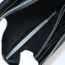 PRADA Long Wallet Leather Black Silver Auth 205863A-21