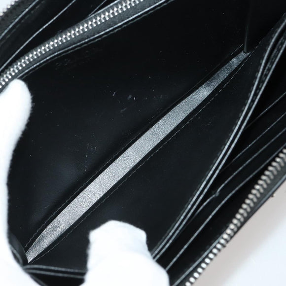 PRADA Long Wallet Leather Black Silver Auth 205863A