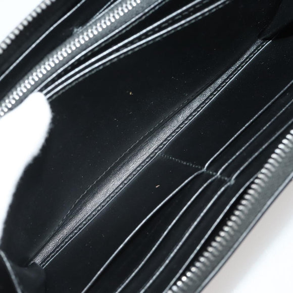 PRADA Long Wallet Leather Black Silver Auth 205863A