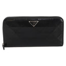 PRADA Long Wallet Leather Black Silver Auth 205863A-13