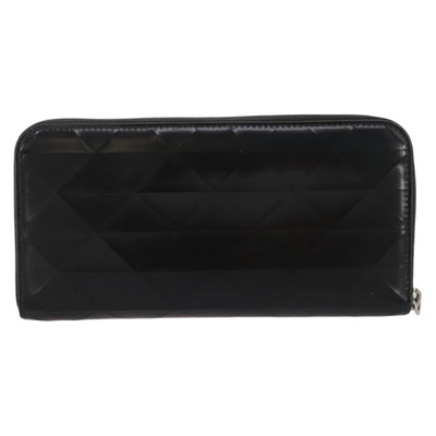PRADA Long Wallet Leather Black Silver Auth 205863A - 0