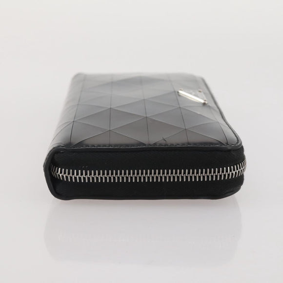 PRADA Long Wallet Leather Black Silver Auth 205863A