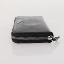 PRADA Long Wallet Leather Black Silver Auth 205863A-4