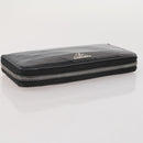 PRADA Long Wallet Leather Black Silver Auth 205863A-5