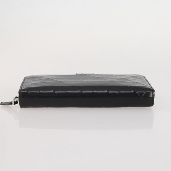 PRADA Long Wallet Leather Black Silver Auth 205863A