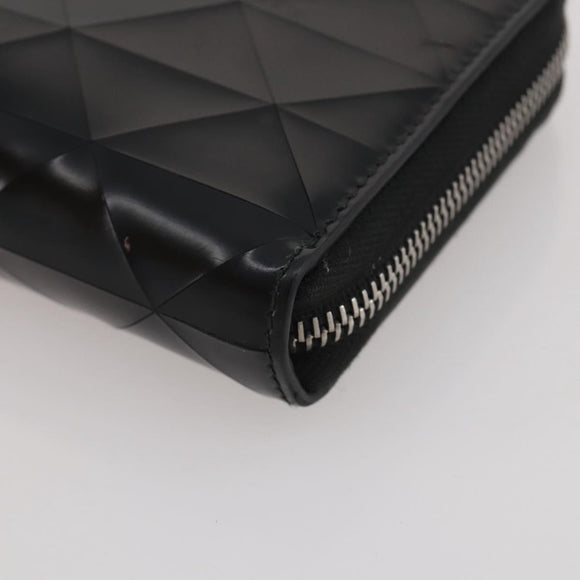 PRADA Long Wallet Leather Black Silver Auth 205863A