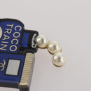 CHANEL Coco Train Brooch Metal Blue Gold Tone CC Auth 205865M-5