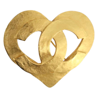 CHANEL COCO Mark Brooch Metal Gold Tone CC Auth 205866M - 0