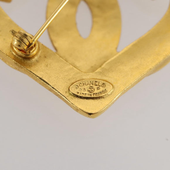 CHANEL COCO Mark Brooch Metal Gold Tone CC Auth 205866M