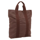 HERMES Her Line Cabas Hand Bag Canvas Brown Auth 205879A-1