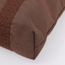 HERMES Her Line Cabas Hand Bag Canvas Brown Auth 205879A-11