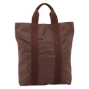 HERMES Her Line Cabas Hand Bag Canvas Brown Auth 205879A-2