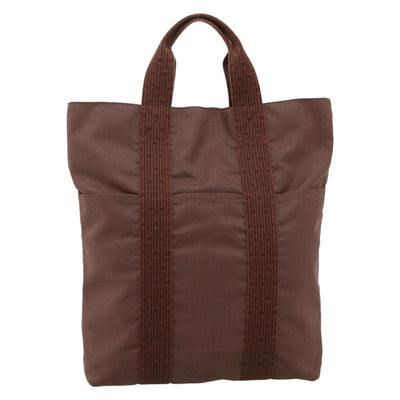 HERMES Her Line Cabas Hand Bag Canvas Brown Auth 205879A - 0
