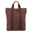 HERMES Her Line Cabas Hand Bag Canvas Brown Auth 205879A-3