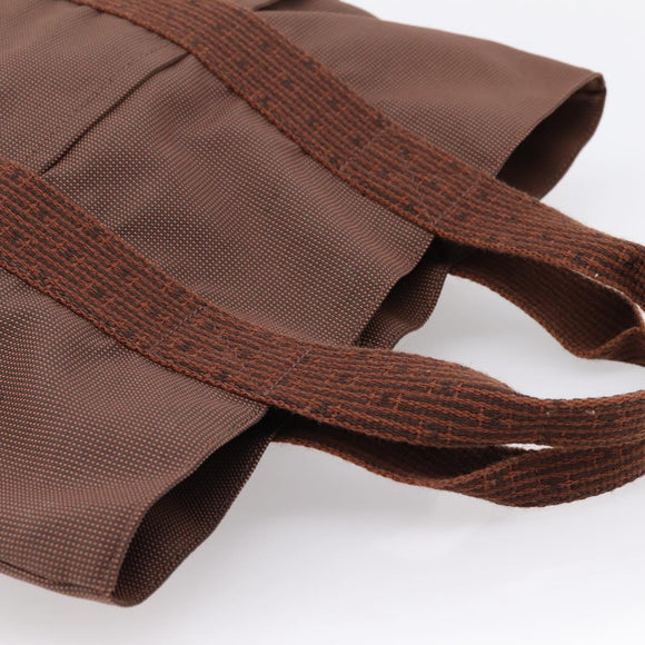 HERMES Her Line Cabas Hand Bag Canvas Brown Auth 205879A