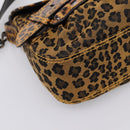 FENDI Chain Mamma Baguette Shoulder Bag Canvas Beige Auth 205882SAM-15