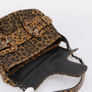 FENDI Chain Mamma Baguette Shoulder Bag Canvas Beige Auth 205882SAM-9