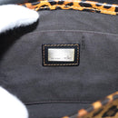FENDI Chain Mamma Baguette Shoulder Bag Canvas Beige Auth 205882SAM-19