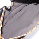 FENDI Chain Mamma Baguette Shoulder Bag Canvas Beige Auth 205882SAM-10